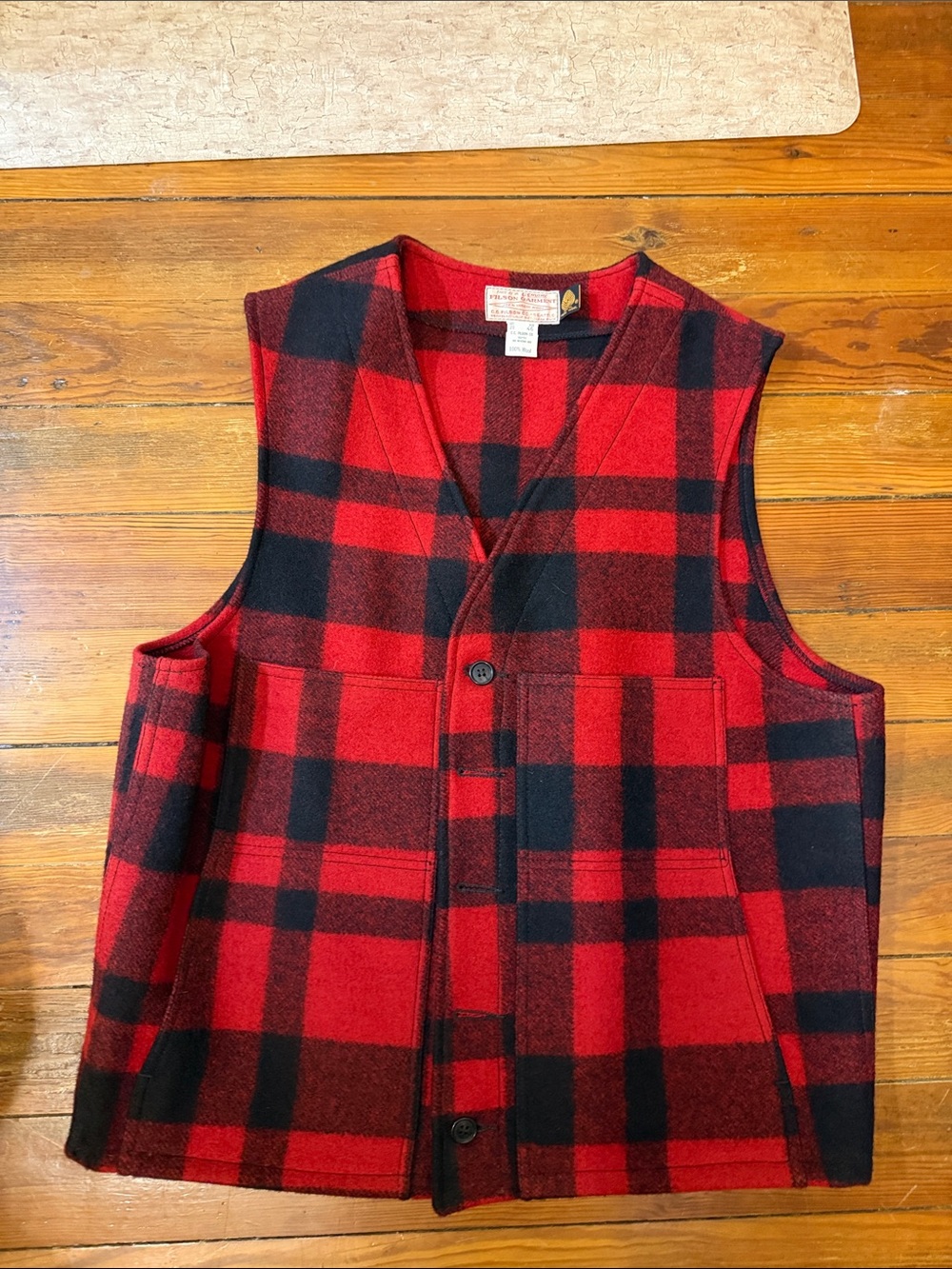 Vintage Filson Mackinaw Wool Buffalo Plaid Vest – Size 46